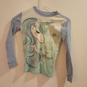 Unicorn Magic Kids Long Sleeve Shirt - Blue and White Kirkland Size 8